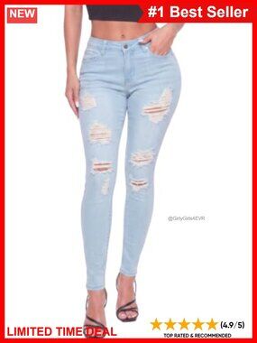 Women's Butt Lift Skinny Jeans Mid Rise Stretch 5 Pocket Zip Fly
